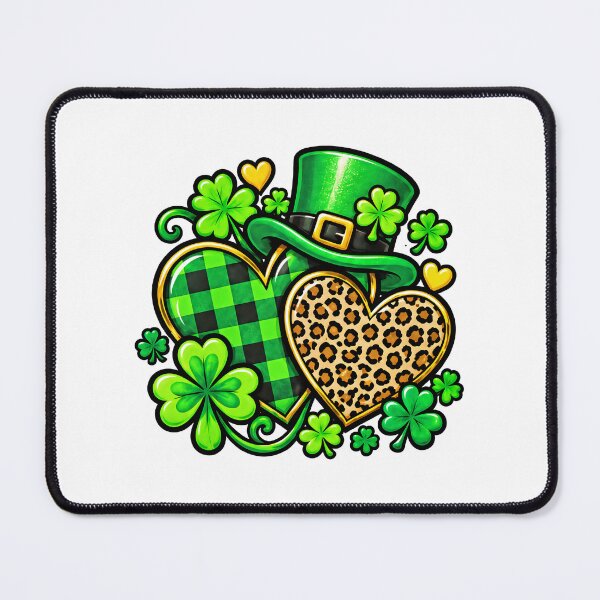 Item preview, St Patrick's Day Hearts Lucky Clover Animal Print Art designed and sold by ArtDesignTp.