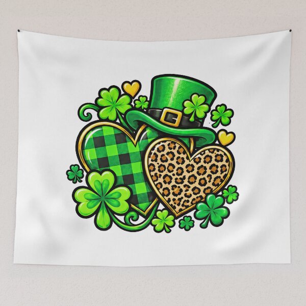 Item preview, St Patrick's Day Hearts Lucky Clover Animal Print Art designed and sold by ArtDesignTp.