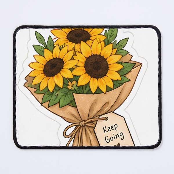 Item preview, Sunflower Bouquet Illustration - Keep Going Motivational Tag & Aesthetic Floral Art designed and sold by Sharif Islam.