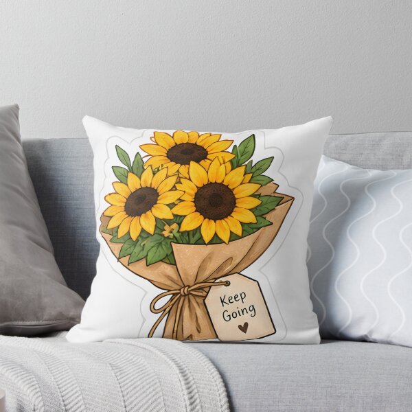 Item preview, Sunflower Bouquet Illustration - Keep Going Motivational Tag & Aesthetic Floral Art designed and sold by Sharif Islam.