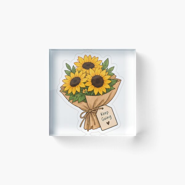 Item preview, Sunflower Bouquet Illustration - Keep Going Motivational Tag & Aesthetic Floral Art designed and sold by Sharif Islam.