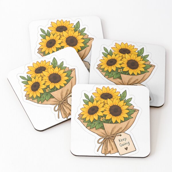 Item preview, Sunflower Bouquet Illustration - Keep Going Motivational Tag & Aesthetic Floral Art designed and sold by Sharif Islam.