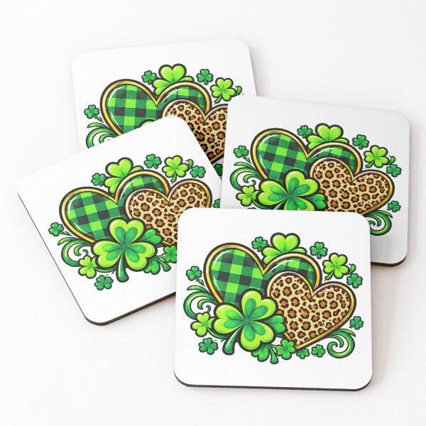 Item preview, St Patrick's Day Hearts Cowhide Leopard Clover Design designed and sold by ArtDesignTp.