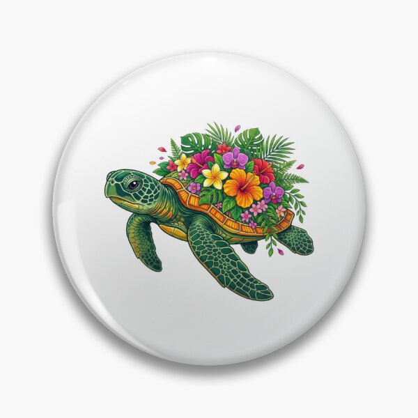 Item preview, Hawaiian Sea Turtle Floral Shell Hibiscus Plumeria Tropical Ocean designed and sold by raedattia.