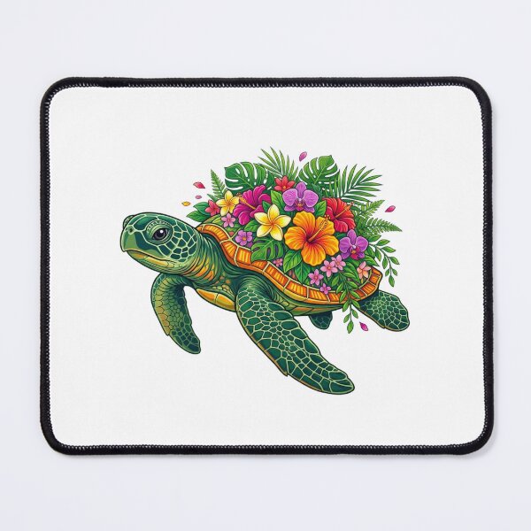 Item preview, Hawaiian Sea Turtle Floral Shell Hibiscus Plumeria Tropical Ocean designed and sold by raedattia.