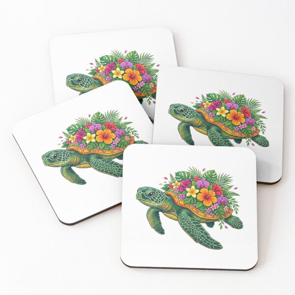Item preview, Hawaiian Sea Turtle Floral Shell Hibiscus Plumeria Tropical Ocean designed and sold by raedattia.
