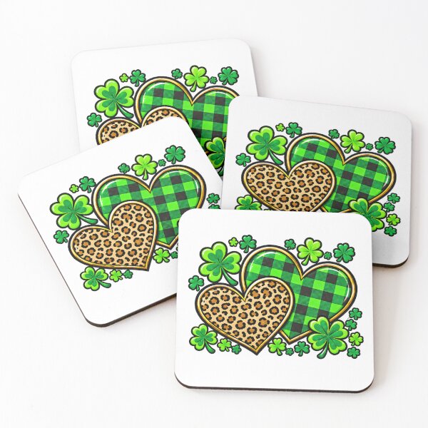 Item preview, St Patrick's Day Hearts Lucky Clover Leopard Cowhide designed and sold by ArtDesignTp.