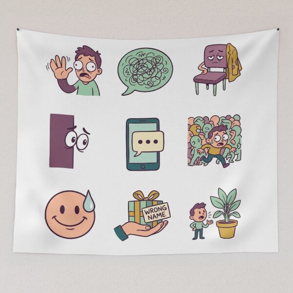 Item preview, Socially Awkward Introvert Humor Retro Sticker Sheet designed and sold by mood-draftsman.