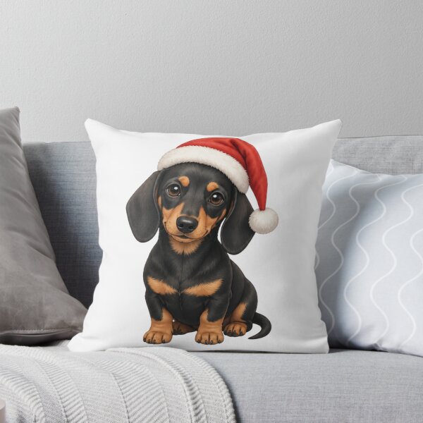 Item preview, Cute Black and Tan Dachshund Wearing Santa Hat Christmas Dog designed and sold by vekotpu.