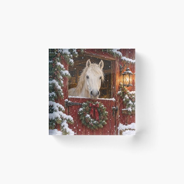 Item preview, White Horse at a Christmas Stable designed and sold by Glottopia.