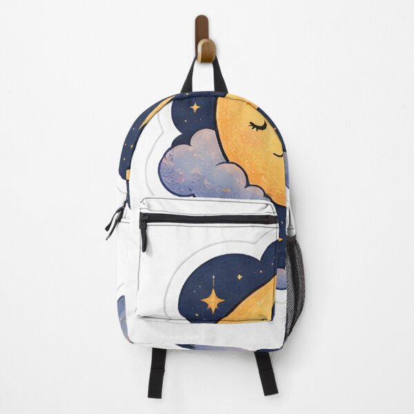 Item preview, Cute Sleeping Crescent Moon Illustration - Magical Night Sky Stars & Clouds Sticker designed and sold by Sharif Islam.
