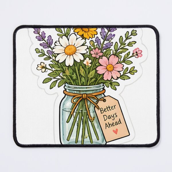 Item preview, Wildflower Mason Jar Illustration - Better Days Ahead Motivational Floral Sticker designed and sold by Sharif Islam.