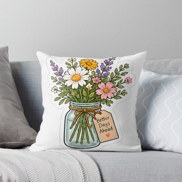 Item preview, Wildflower Mason Jar Illustration - Better Days Ahead Motivational Floral Sticker designed and sold by Sharif Islam.