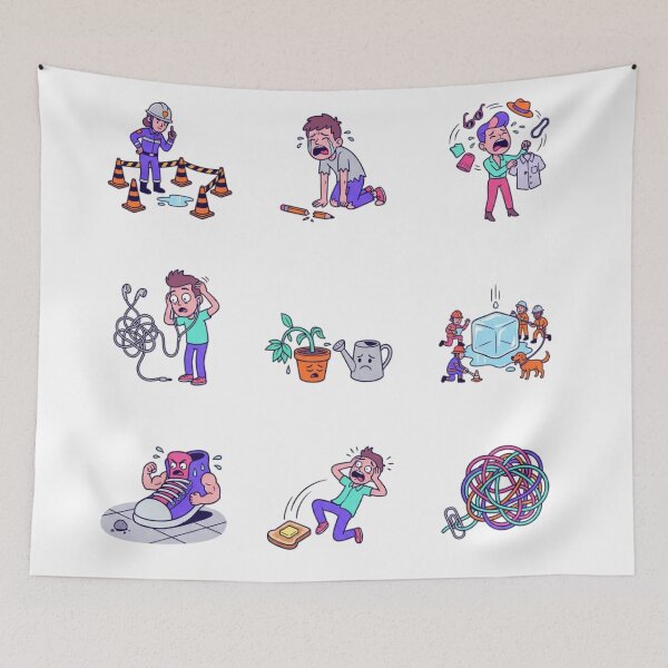 Item preview, Everyday Mishaps and Minor Disasters Funny Retro Sticker Sheet designed and sold by mood-draftsman.