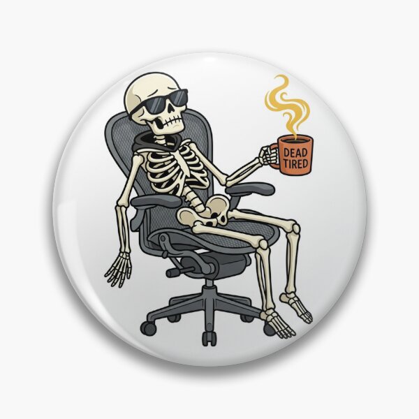 Item preview, Skeleton Dead Tired Coffee | Funny Office Work Burnout Sticker designed and sold by YNAMREG.