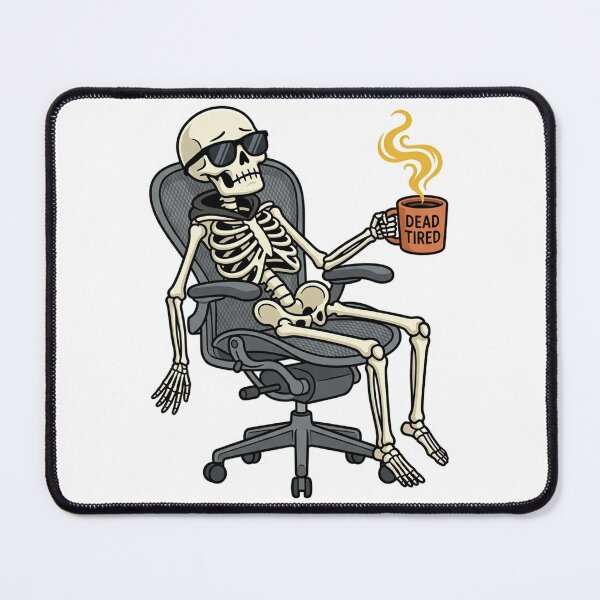 Item preview, Skeleton Dead Tired Coffee | Funny Office Work Burnout Sticker designed and sold by YNAMREG.