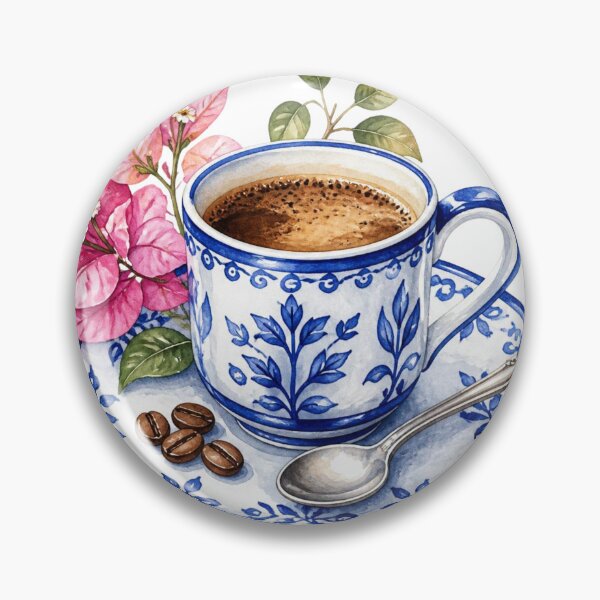 Item preview, Watercolor Coffee Cup with Pink Bougainvillea Flowers designed and sold by takeng07.