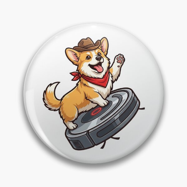 Item preview, Corgi Cowboy Riding Roomba | Funny Rodeo Dog Sticker designed and sold by YNAMREG.