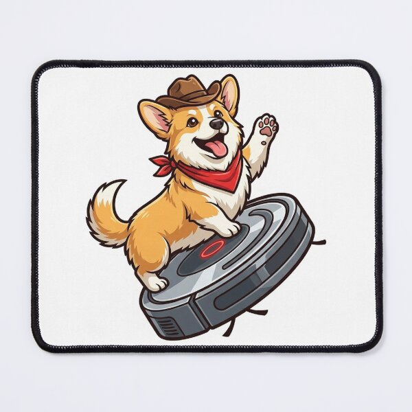 Item preview, Corgi Cowboy Riding Roomba | Funny Rodeo Dog Sticker designed and sold by YNAMREG.