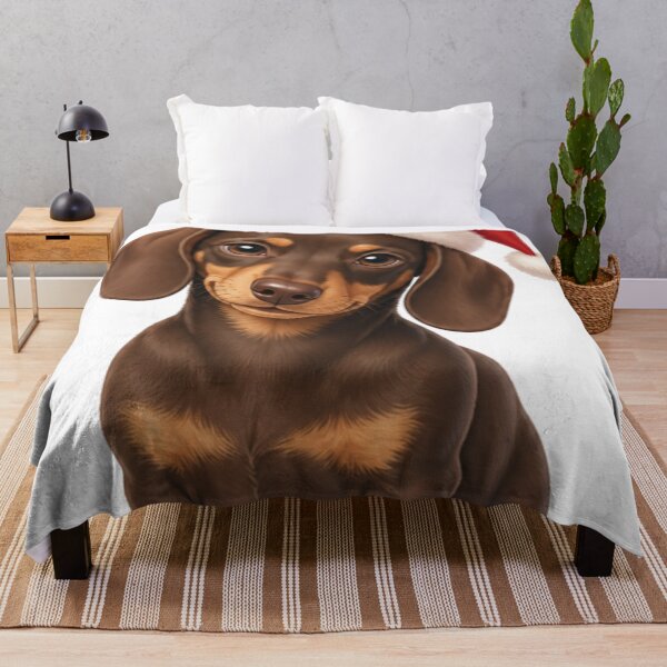 Item preview, Cute Chocolate and Tan Dachshund Wearing Santa Hat Christmas Dog designed and sold by vekotpu.