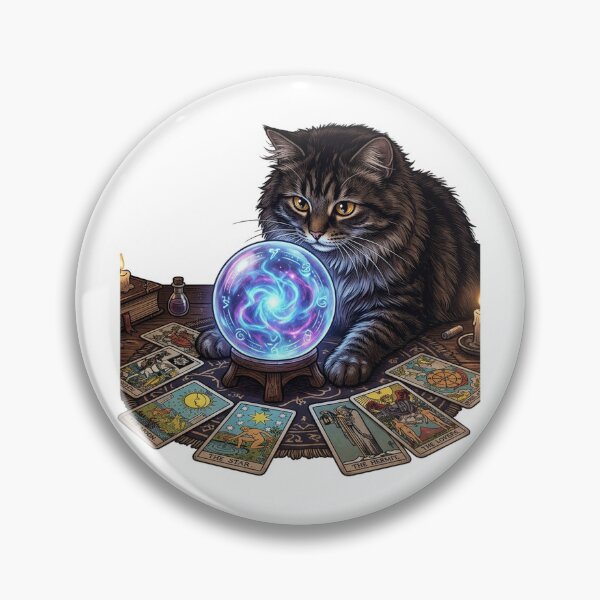 Item preview, Mystical Cat Crystal Ball Tarot Reader | Whimsigoth Occult Art | Gift for Tarot Lovers designed and sold by YNAMREG.