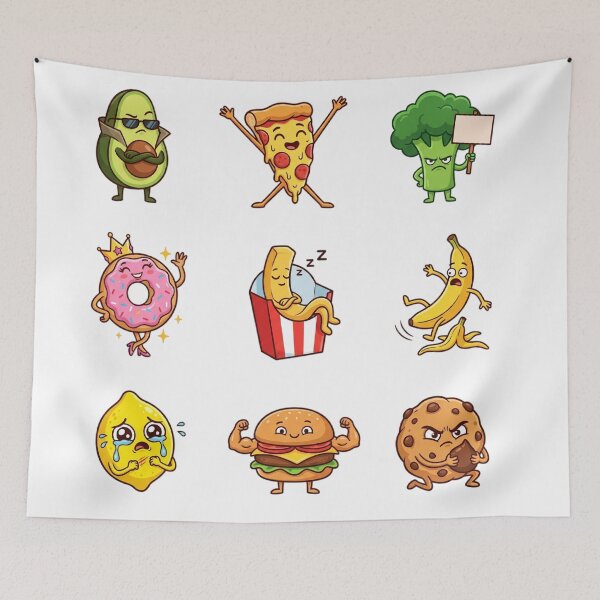 Item preview, Funny Food Characters and Quirky Expressions Retro Sticker Sheet designed and sold by mood-draftsman.