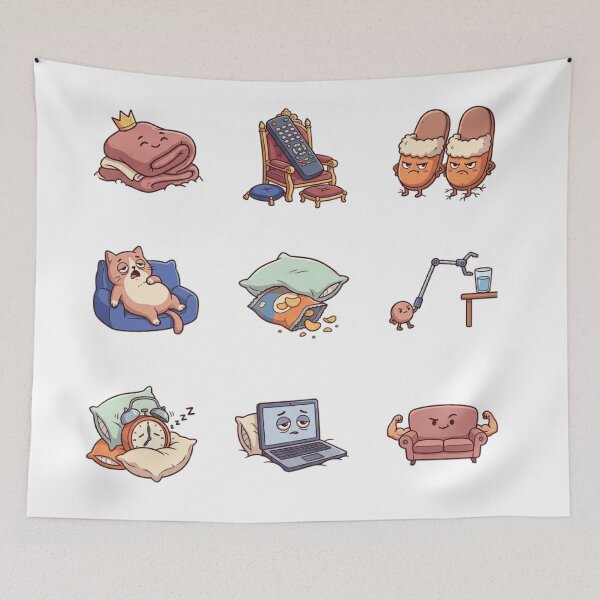 Item preview, Couch Potato Lazy Day Comfort Humor Retro Sticker Sheet designed and sold by mood-draftsman.
