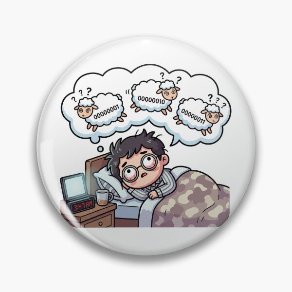 Item preview, Binary Counting Sheep Sticker - Programmer Insomnia Humor for Software Developers designed and sold by YNAMREG.