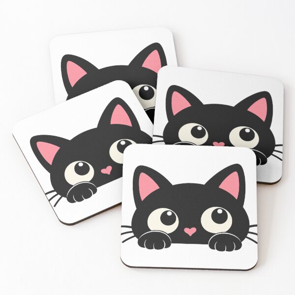 Item preview, Peekaboo Black Cat – Cute Kawaii Kitten designed and sold by -Unique design--.