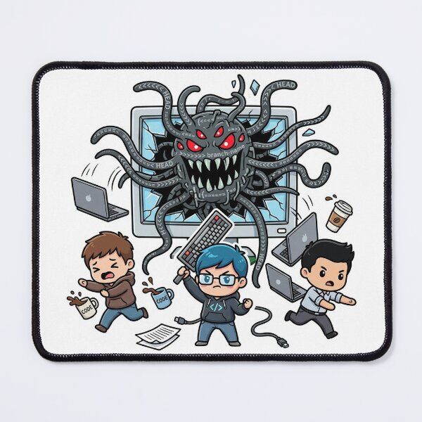 Item preview, Git Merge Conflict Monster Sticker - Version Control Horror for Software Developers designed and sold by YNAMREG.