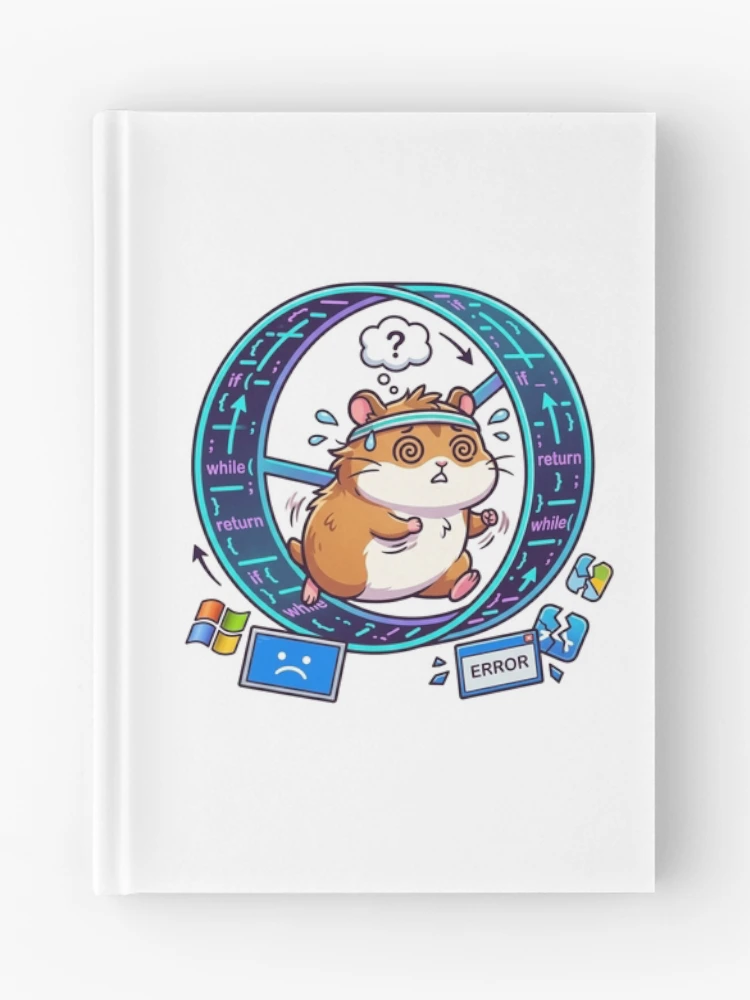 Thumbnail 1 of 3, Journal, Infinite Loop Hamster Wheel Sticker - While True Programming Humor for Developers designed and sold by YNAMREG.