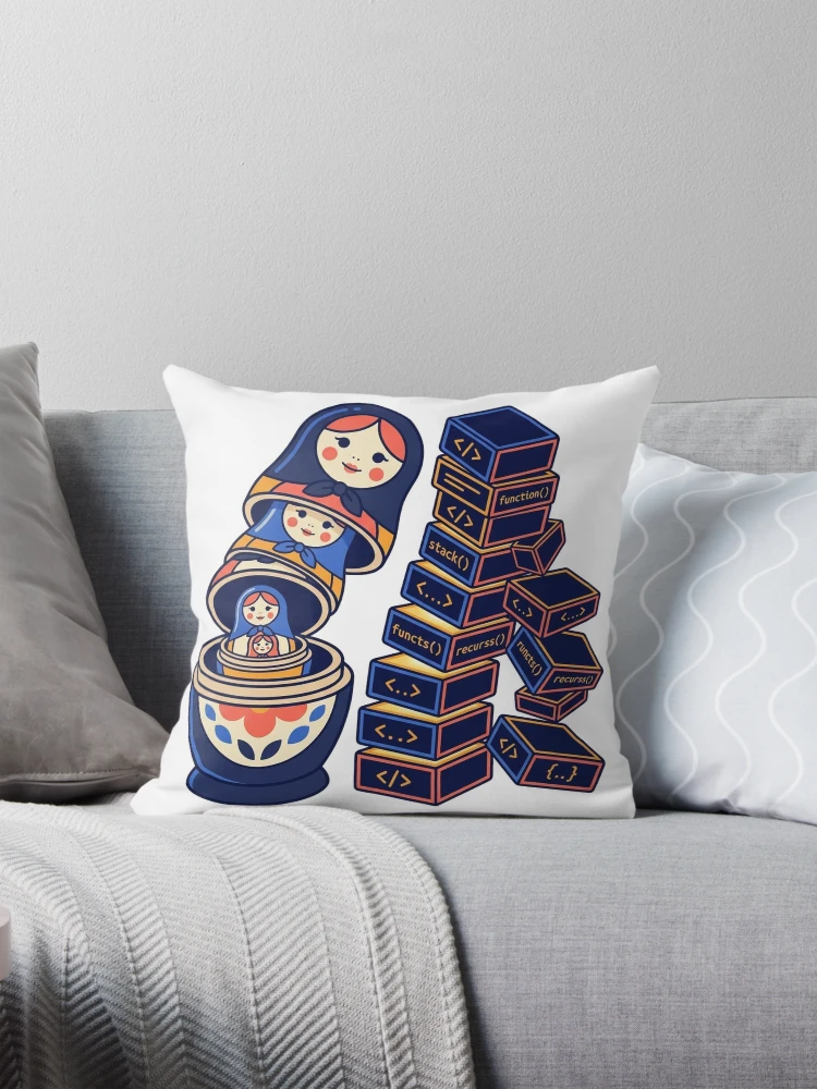 Thumbnail 1 of 4, Pillow, Recursion Stack Overflow | Computer Science Sticker | Coder Gift designed and sold by YNAMREG.