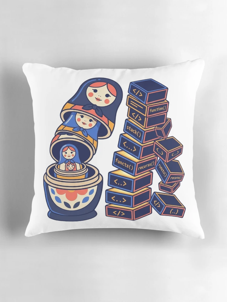 Thumbnail 3 of 4, Pillow, Recursion Stack Overflow | Computer Science Sticker | Coder Gift designed and sold by YNAMREG.