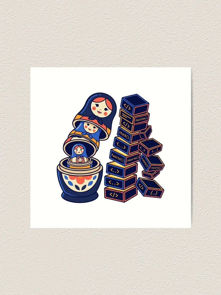 Thumbnail 1 of 3, Art Print, Recursion Stack Overflow | Computer Science Sticker | Coder Gift designed and sold by YNAMREG.
