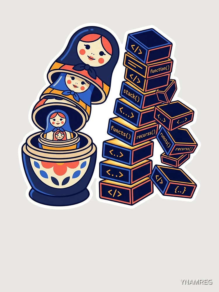Thumbnail 6 of 6, Premium Oversized Hoodie, Recursion Stack Overflow | Computer Science Sticker | Coder Gift designed and sold by YNAMREG.