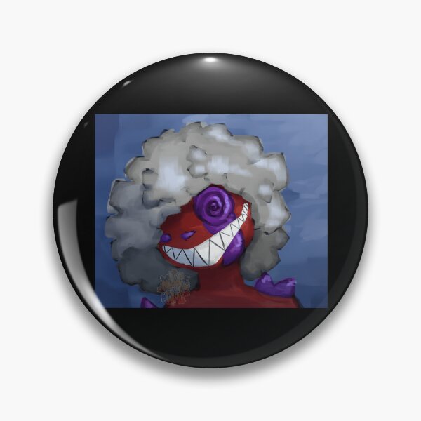 Item preview, Grinning Dark Red Creature with White Curly Hair and Purple Features designed and sold by J-Mindful.