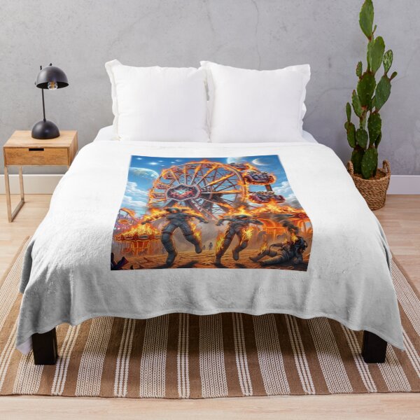 Item preview, Flaming Ferris Wheel Astronauts Burning Amusement Park Cosmic Pop Surrealism designed and sold by Rain-Road.