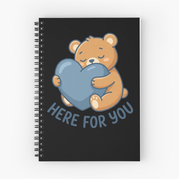 Item preview, Here For You Cute Teddy Bear Hugging Blue Heart designed and sold by mood-draftsman.