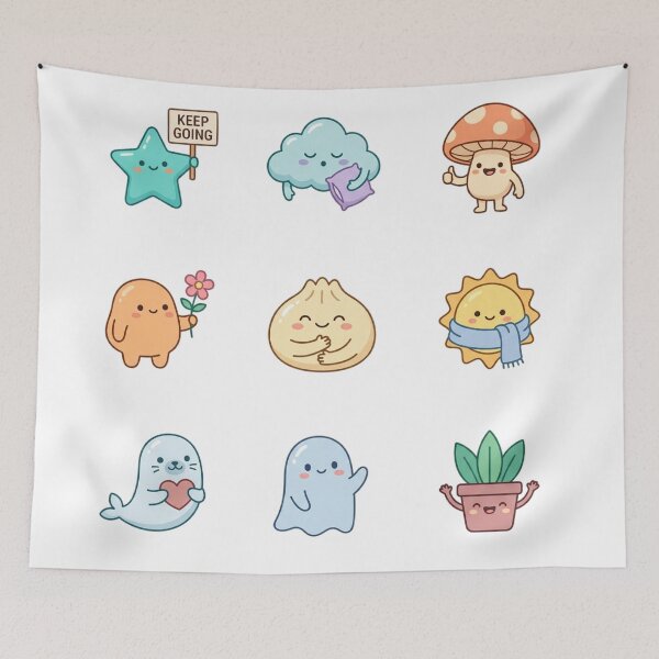 Item preview, Kawaii Positivity and Wholesome Encouragement Retro Sticker Sheet designed and sold by mood-draftsman.