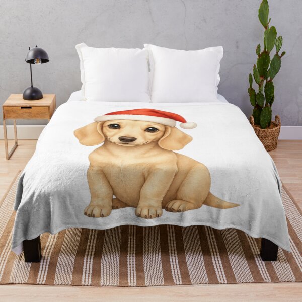 Item preview, Cute Cream Dachshund Wearing Santa Hat Christmas Dog designed and sold by vekotpu.