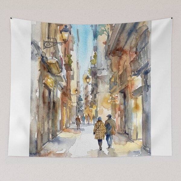 Item preview, Gothic Quarter Barcelona, Hanging Lanterns Alley designed and sold by caracatita75.