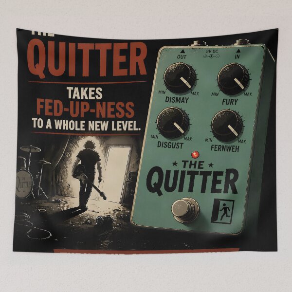 Item preview, The Quitter – a guitar pedal that takes fed-up-ness to a whole new level designed and sold by Mantramontics.