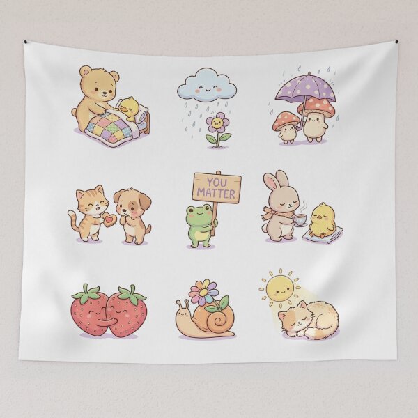 Item preview, Kawaii Positivity and Wholesome Friendship Retro Sticker Sheet designed and sold by mood-draftsman.