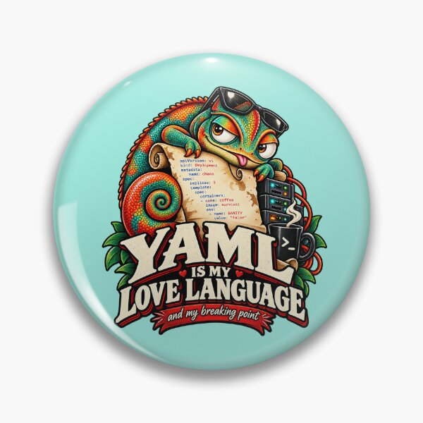 Item preview, YAML Is My Love Language - Funny DevOps Chameleon designed and sold by Ink and Wink.