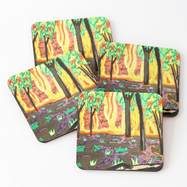 Item preview, Vibrant Forest Fire Abstract Painting designed and sold by J-Mindful.