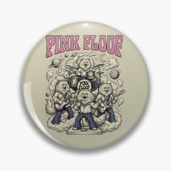 Item preview, Pink Floof Cat Band Funny Psychedelic Rock Cat Vintage Psychedelic Rock Cat Lover Music Lover Gift designed and sold by FurRealStudioCo.