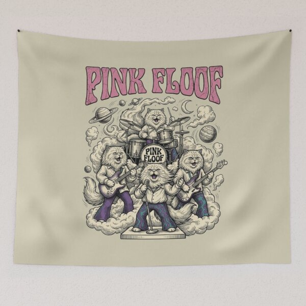 Item preview, Pink Floof Cat Band Funny Psychedelic Rock Cat Vintage Psychedelic Rock Cat Lover Music Lover Gift designed and sold by FurRealStudioCo.