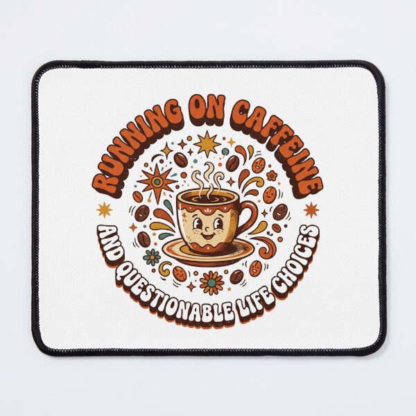 Item preview, Running On Caffeine And Questionable Life Choices Retro Coffee Art designed and sold by Namphet.
