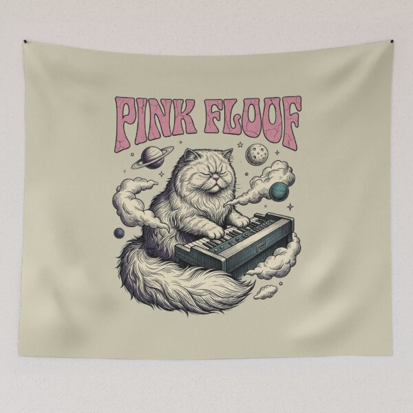Item preview, Pink Floof Keyboardist Cat Funny Psychedelic Rock Cat Keyboardist Gift Retro Music Gift designed and sold by FurRealStudioCo.
