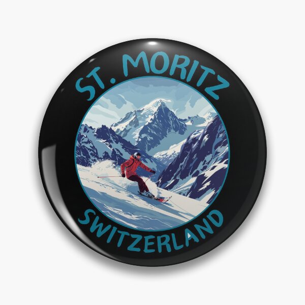 Item preview, St. Moritz in Switzerland, Retro Travel Art Circle Emblem designed and sold by MaateoDesign.